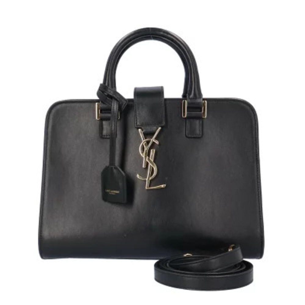 Saint Laurent Paris Baby Cabas Tote Shoulder Bag Leather Black